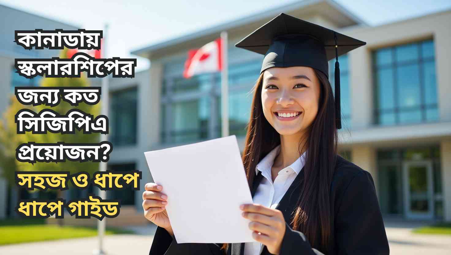 একজন শিক্ষার্থী কানাডায় স্কলারশিপের জন্য আবেদন করছে এবং সিজিপিএ প্রয়োজনীয়তা সম্পর্কে জানছে।