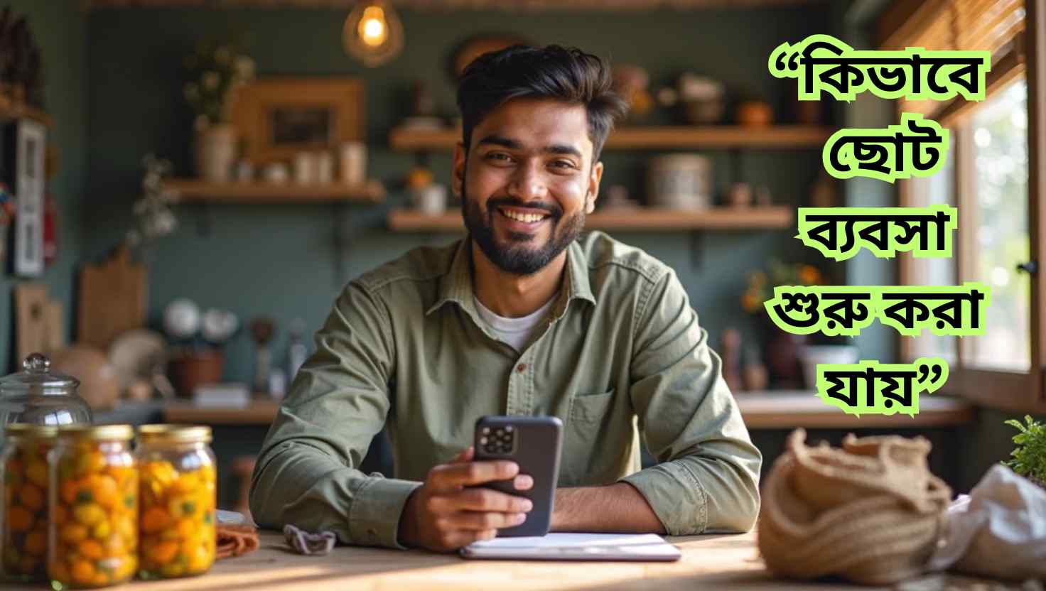 একজন নতুন উদ্যোক্তা ঘরে বসে ছোট ব্যবসা শুরু করার পরিকল্পনায় ল্যাপটপ, পণ্য ও নোটবুক নিয়ে কাজ করছে”