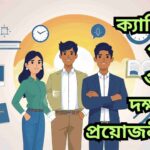 একজন তরুণ পেশাজীবী আত্মবিশ্বাসের সঙ্গে সামনে এগিয়ে যাচ্ছে, যা ক্যারিয়ার গঠনে গুণ ও দক্ষতার প্রয়োজনীয়তা তুলে ধরে।