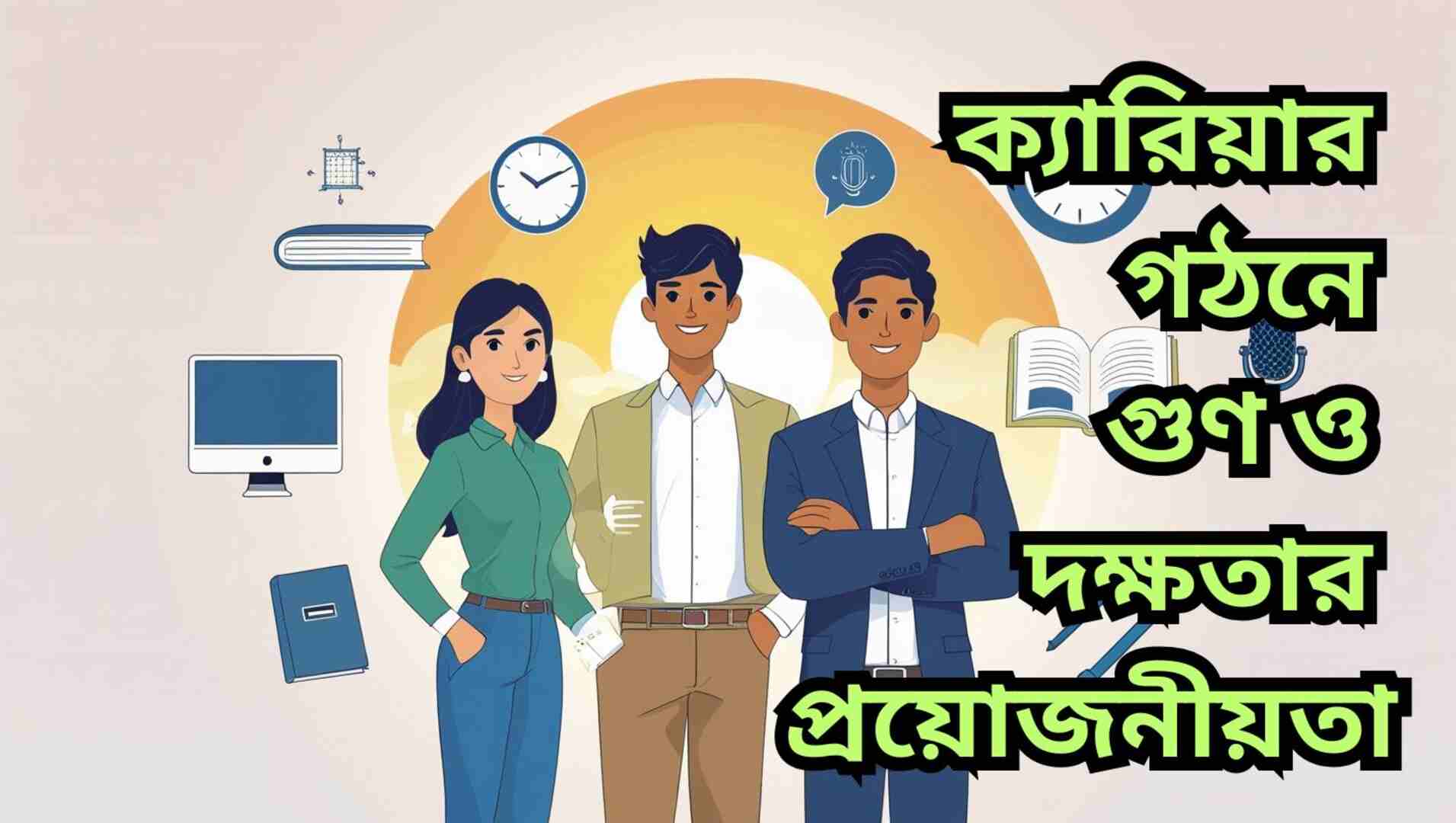 একজন তরুণ পেশাজীবী আত্মবিশ্বাসের সঙ্গে সামনে এগিয়ে যাচ্ছে, যা ক্যারিয়ার গঠনে গুণ ও দক্ষতার প্রয়োজনীয়তা তুলে ধরে।