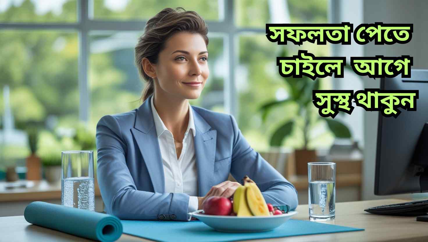 সফলতা পেতে চাইলে আগে সুস্থ থাকুন — শারীরিক ও মানসিক সুস্থতা আপনাকে কর্মক্ষেত্রে সফল হতে সহায়তা করে।