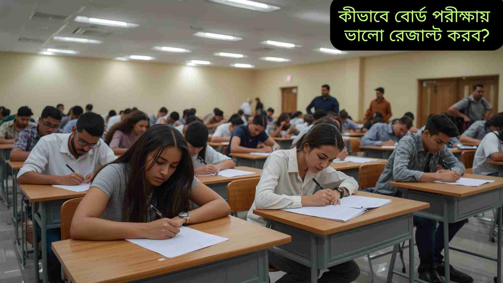 একজন শিক্ষার্থী বোর্ড পরীক্ষায় ভালো রেজাল্ট করার জন্য পরিকল্পনা করছে এবং মনোযোগ দিয়ে পড়াশোনা করছে।