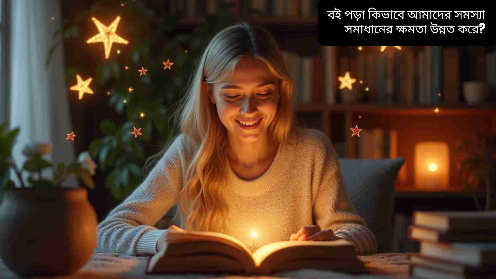 একজন ছেলে ও মেয়ে বই পড়ছে, চিন্তাশক্তি ও সৃজনশীলতা বৃদ্ধি পাচ্ছে, বই তাদের সমস্যা সমাধানের ক্ষমতা উন্নত করছে