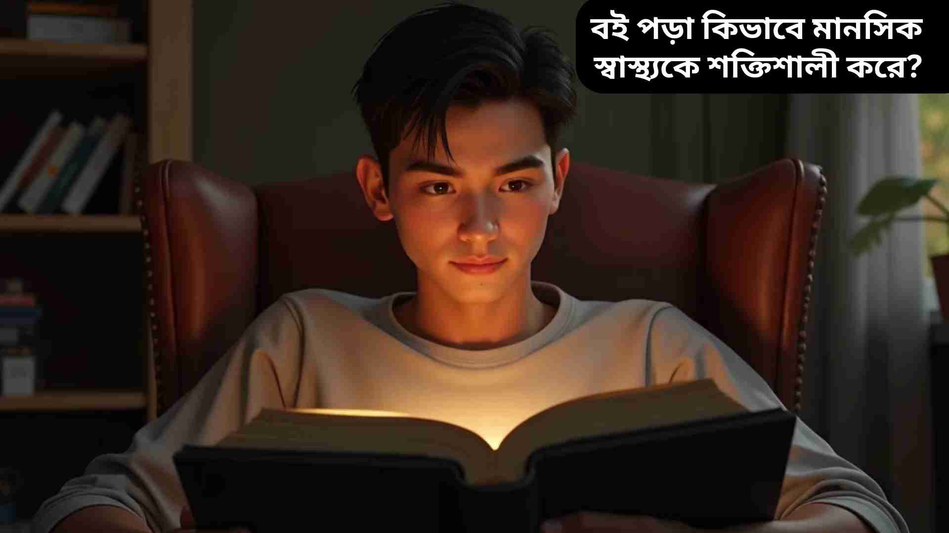 একটি শিশু বা যুবক বই পড়ছে, মনোযোগী ও শান্ত মনের সঙ্গে, যা মানসিক স্বাস্থ্যকে শক্তিশালী করার গুরুত্ব দেখাচ্ছে।