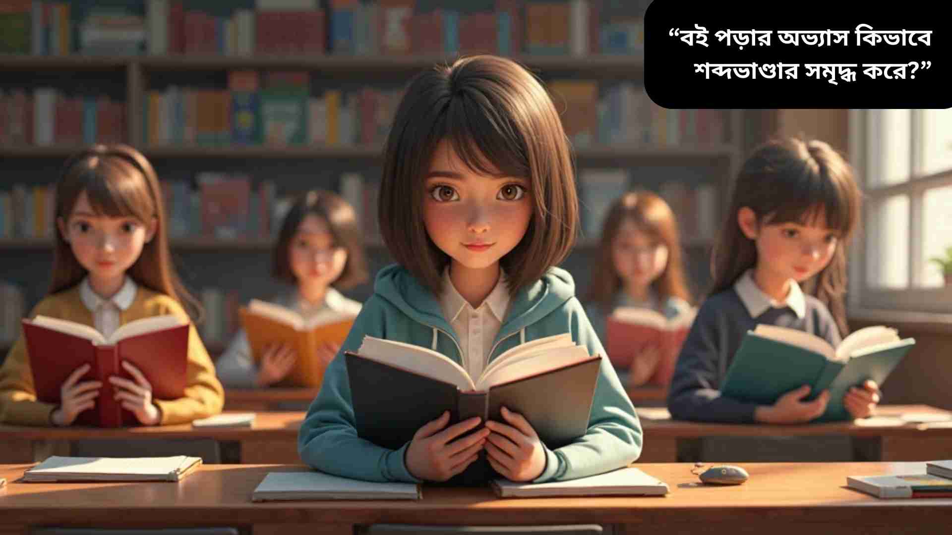 একটি শিশু বই পড়ছে এবং তার শব্দভাণ্ডার সমৃদ্ধ হচ্ছে