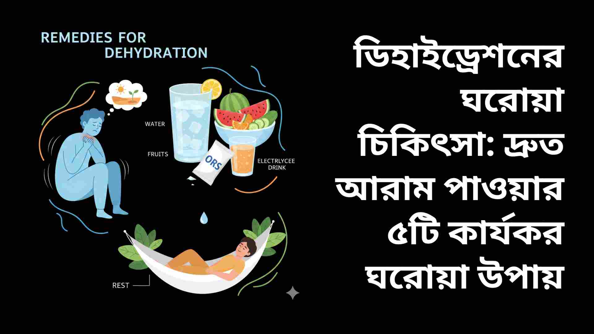 ডিহাইড্রেশনের ঘরোয়া চিকিৎসা: পানি পান এবং স্বাস্থ্যের যত্ন নেয়ার মাধ্যমে দ্রুত আরাম পাওয়ার উপায়।