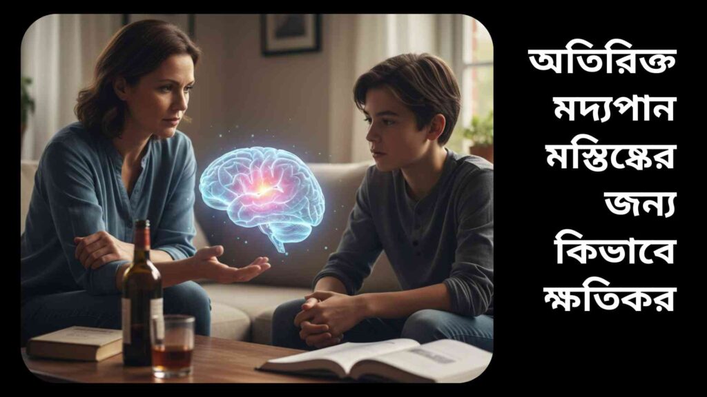 অতিরিক্ত মদ্যপানের কারণে মস্তিষ্কের ক্ষতির সচেতনতা নিয়ে আলোচনা করা বাবা-মা ও সন্তান