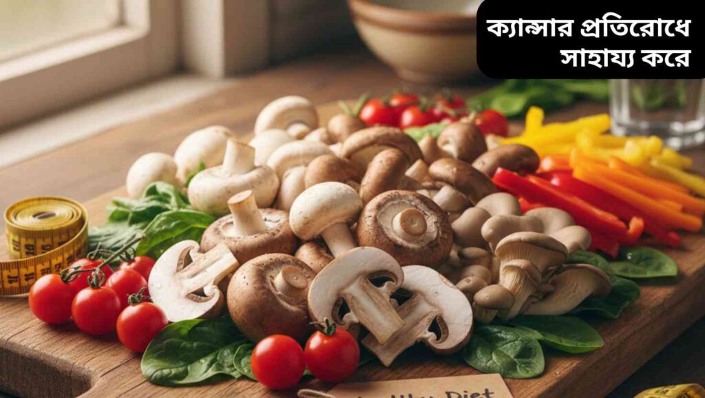 "মাশরুমের ছবি, যা ক্যান্সার প্রতিরোধে স্বাস্থ্যকর খাদ্যের গুরুত্ব দেখায়"