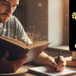 একজন ব্যক্তি উজ্জ্বল ও আরামদায়ক ঘরে ডেস্কে বসে বই পড়ছে এবং রঙিন হাইলাইটার দিয়ে নোট নিচ্ছে, যা কার্যকরী পড়াশোনা ও স্মৃতি ধরে রাখার কৌশলকে প্রতিফলিত করে।