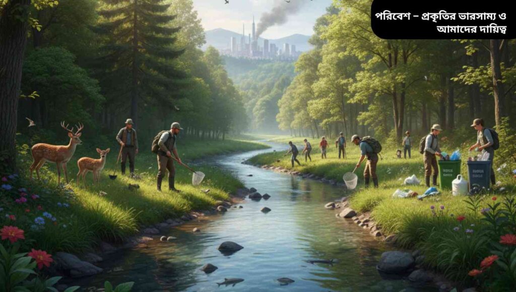 প্রকৃতি ও মানুষের সহাবস্থানে পরিবেশের ভারসাম্য বজায় রাখা আমাদের দায়িত্ব।