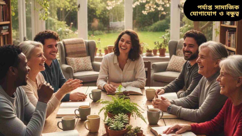 বন্ধু ও পরিবারের সঙ্গে আনন্দের সময় কাটাচ্ছে, মস্তিষ্কের কার্যক্ষমতা বৃদ্ধি ও মানসিক স্বাস্থ্যের জন্য সামাজিক যোগাযোগ উপভোগ করছে।