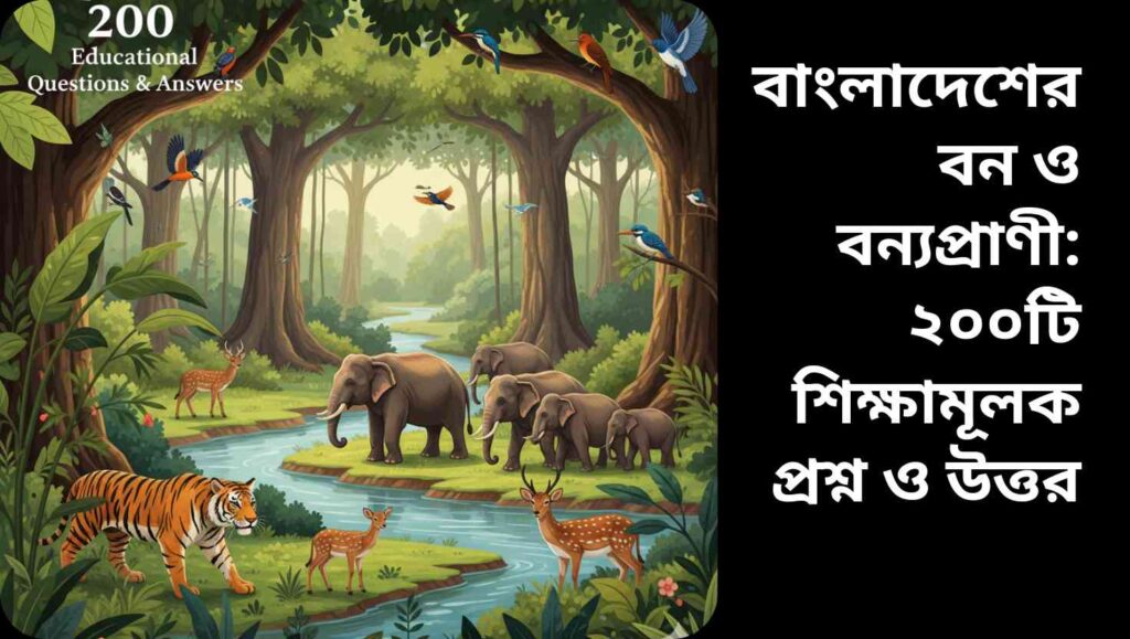 "বাংলাদেশের বন ও বন্যপ্রাণী সম্পর্কে শিক্ষার্থীদের জন্য ২০০টি গুরুত্বপূর্ণ সাধারণ জ্ঞান প্রশ্ন ও উত্তর।"