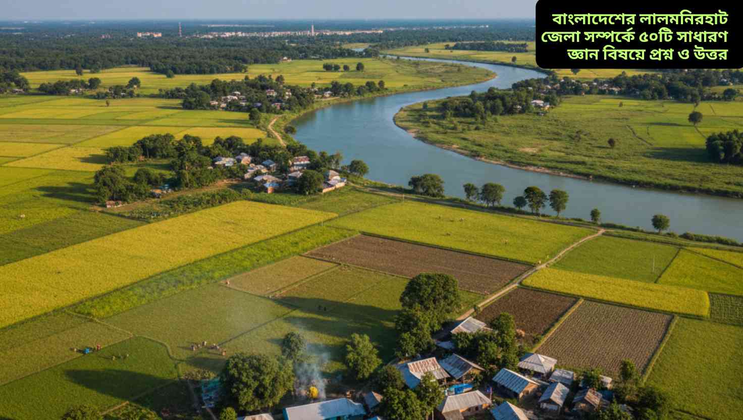 লালমনিরহাট জেলার তিস্তা নদী, সবুজ কৃষিজমি ও গ্রামীণ প্রকৃতির বাস্তব দৃশ্য