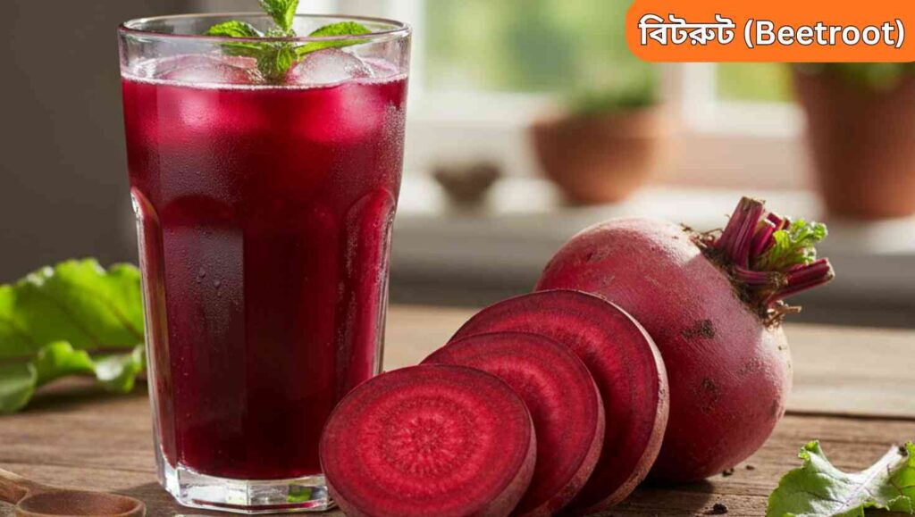 "রক্তশূন্যতা কমাতে এবং শক্তি বাড়াতে তাজা বিটরুট ও বিটরুটের রস।"