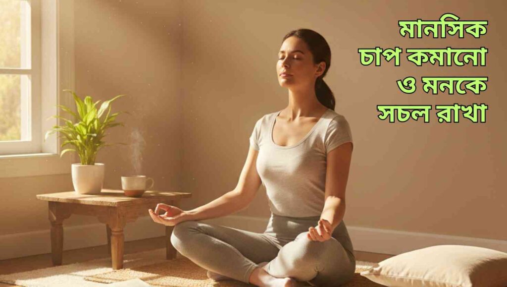 "মানসিক চাপ কমানো এবং মনকে সতেজ রাখার জন্য ধ্যান ও গভীর শ্বাস নেওয়া করছে এমন একজন ব্যক্তি"