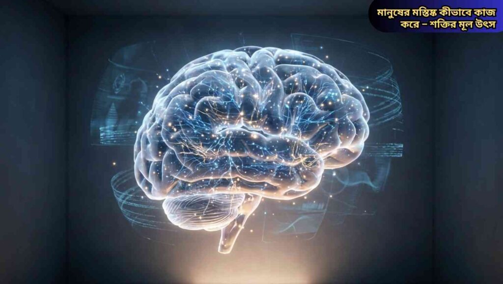 মানব মস্তিষ্ক উজ্জ্বলভাবে প্রদর্শিত, নিউরন সংযোগের মাধ্যমে এর অসাধারণ শক্তি এবং সম্ভাবনা প্রকাশ করছে।