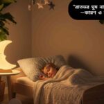 শিশু শান্তভাবে শোয়া অবস্থায়, ঘরে নরম আলো ও আরামদায়ক পরিবেশ