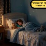 শান্ত, আরামদায়ক বাচ্চাদের ঘরের দৃশ্য যেখানে একটি শিশু নিরাপদভাবে শুয়ে আছে।