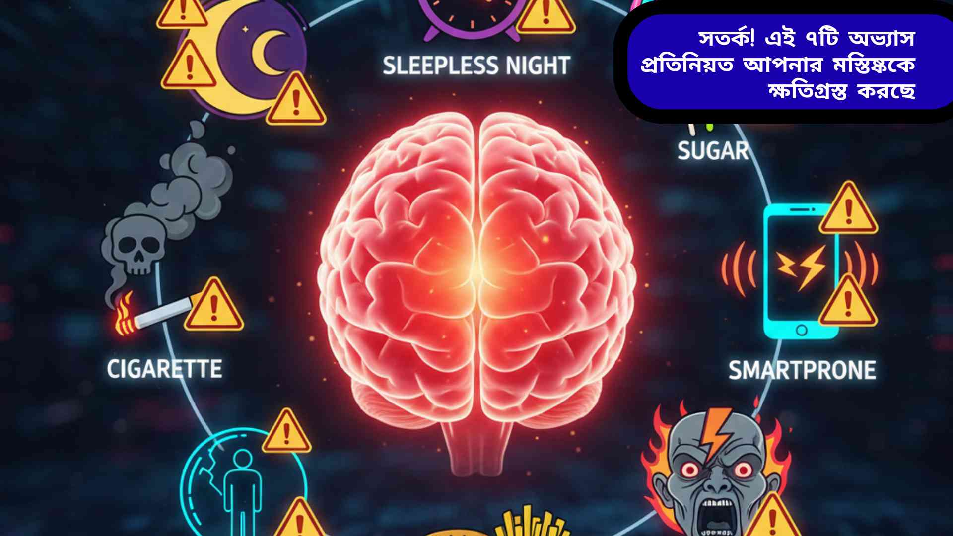 সাতটি ক্ষতিকর অভ্যাস যা প্রতিনিয়ত মস্তিষ্ককে ক্ষতিগ্রস্ত করে।