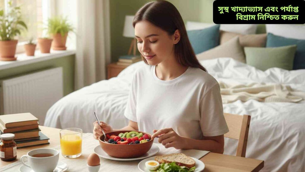 মন ভালো রাখার উপায়, স্বাস্থ্যকর খাদ্য, পর্যাপ্ত ঘুম, মানসিক স্বাস্থ্যে যত্ন, খিটখিটে মেজাজ দূর করা