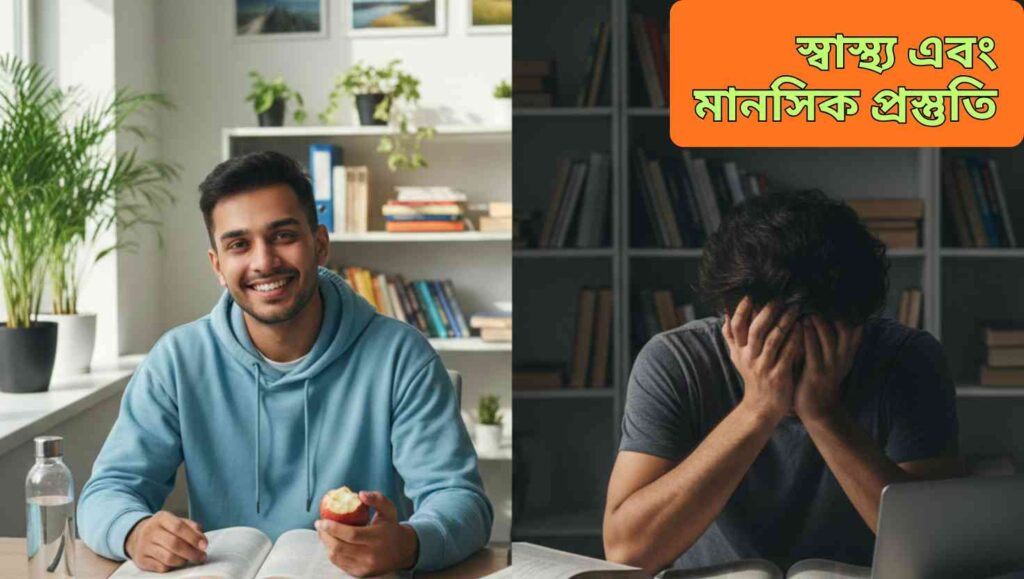 স্বাস্থ্যকর অভ্যাস মেনে পরীক্ষা প্রস্তুতিতে মনোনিবেশ করা ছাত্রছাত্রীদের দৃশ্য।