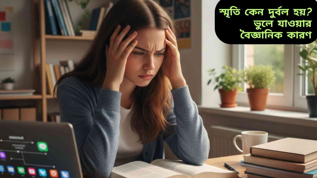 চাপ ও মনোযোগের অভাবে পড়া মনে না থাকা এক শিক্ষার্থীর বাস্তবসম্মত ছবি