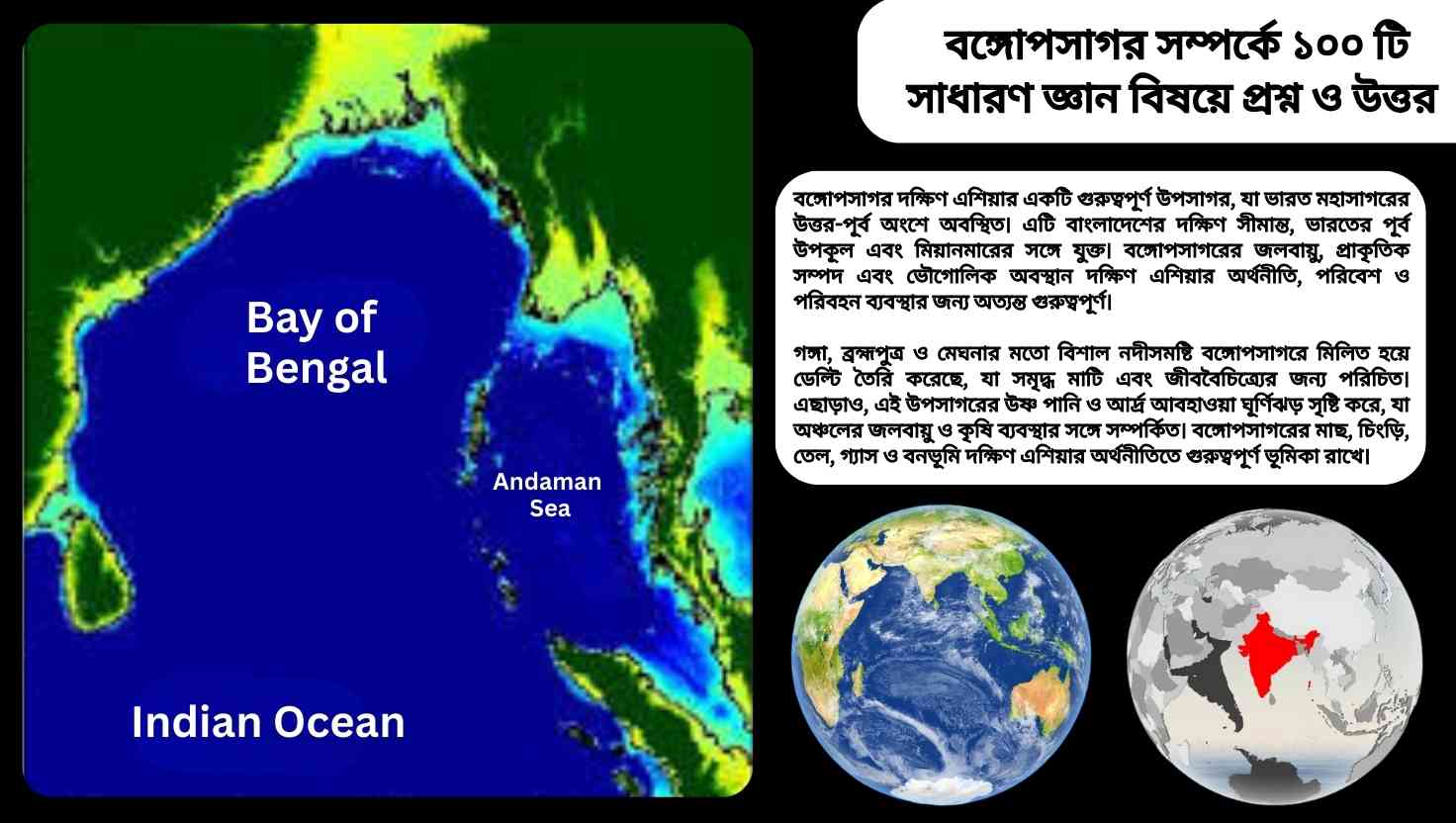 বঙ্গোপসাগর সম্পর্কে ৫০টি সাধারণ জ্ঞান প্রশ্ন ও উত্তর