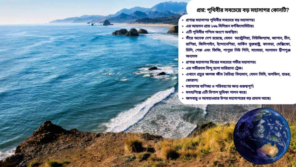 পৃথিবীর বৃহত্তম মহাসাগর প্রশান্ত মহাসাগর এবং এর গুরুত্বপূর্ণ ভৌগোলিক ও সামুদ্রিক বৈশিষ্ট্য
