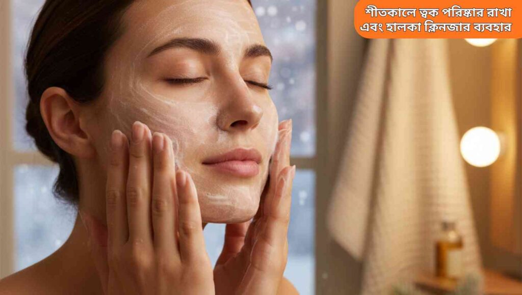 "শীতকালে মৃদু ক্লিনজার দিয়ে মুখ ধোয়া এবং স্বাস্থ্যকর ত্বক যত্ন"