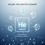 পর্যায় সারণিতে হিলিয়াম মৌল (He) প্রদর্শিত এবং গ্যাস বেলুনের মাধ্যমে হিলিয়াম গ্যাসের বৈজ্ঞানিক ব্যবহার বোঝানো একটি শিক্ষামূলক চিত্র