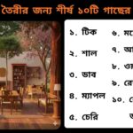 শীর্ষ ১০টি কাঠের গাছের ফার্নিচার তৈরীর জন্য ব্যবহারযোগ্য বৈশিষ্ট্যসহ ছবি, যেমন Teak, Mahogany, Red Pine, Oak, এবং Walnut।