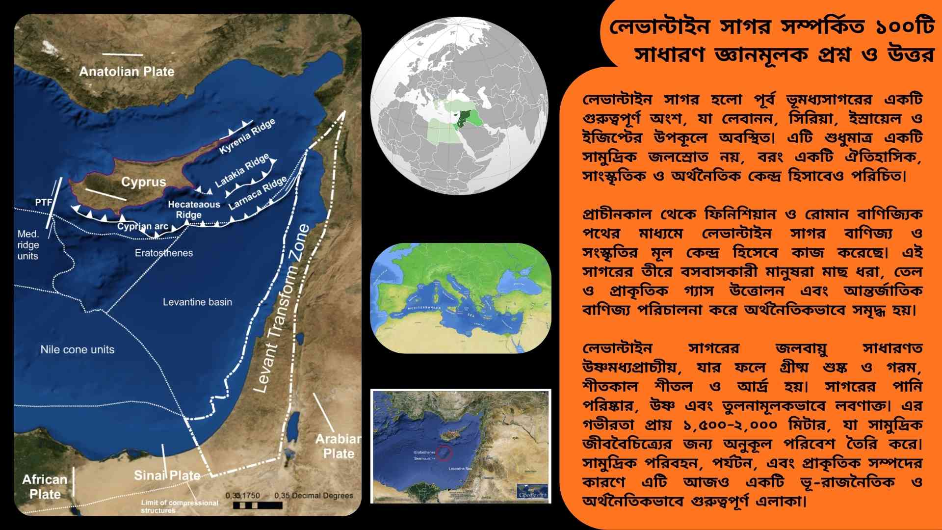 লেভান্টাইন সাগর সম্পর্কিত ১০০টি সাধারণ জ্ঞানমূলক প্রশ্ন ও উত্তর নিয়ে শিক্ষামূলক কুইজ কনটেন্ট