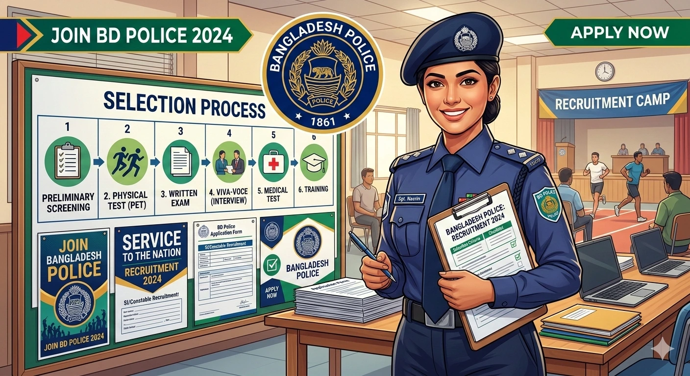 বাংলাদেশ পুলিশের সার্জেন্ট পদে চাকরির জন্য আবেদন করছেন একজন প্রার্থী