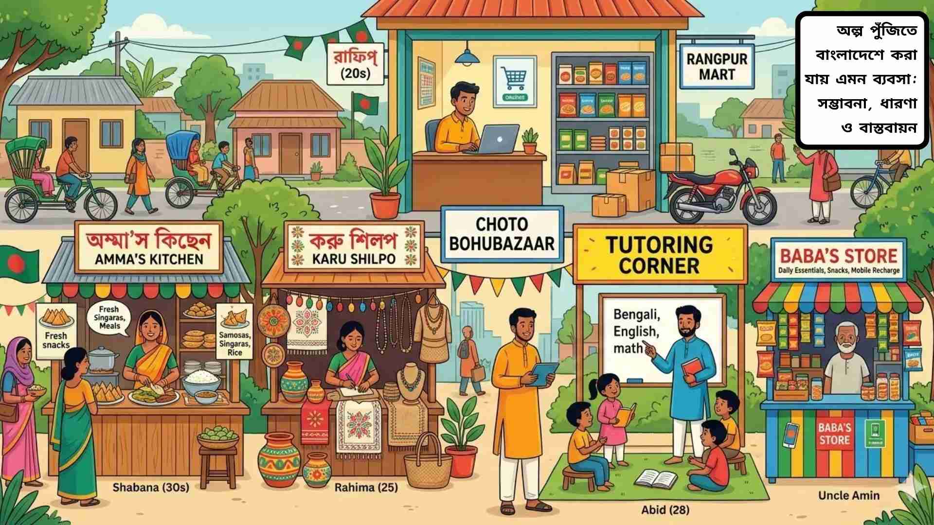 বাংলাদেশে অল্প পুঁজিতে সফল ব্যবসা করার সম্ভাবনা ও ধারণা প্রদর্শনকারী চিত্র