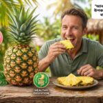 "স্লাইস কাটা তাজা আনারস, পুষ্টি ও স্বাস্থ্য উপকারিতা প্রদর্শন করছে"