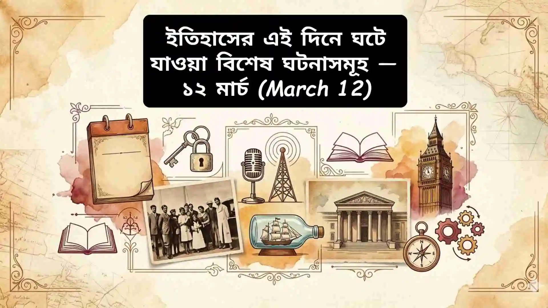 ১২ মার্চের ইতিহাস: বিভিন্ন গুরুত্বপূর্ণ ঘটনা ও ঐতিহাসিক মুহূর্তগুলো