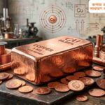 কপার ধাতুর সোনালি-লাল রঙের ঝলমলে লৌহজাতীয় ধাতু।