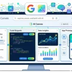 গুগলের নতুন এআই ফিচার ‘ক্যানভাস’-এ সার্চ করার সময় সহজে নথি ও প্রকল্প তৈরি করার দৃশ্য।