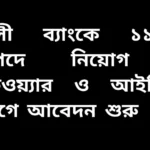 পূর্ণবিবরণী: পূবালী ব্যাংকে সফটওয়্যার ও আইসিটি বিভাগের ১১৫টি শূন্যপদে নিয়োগ বিজ্ঞপ্তি, এখনই আবেদন করতে পারবেন প্রার্থীরা।