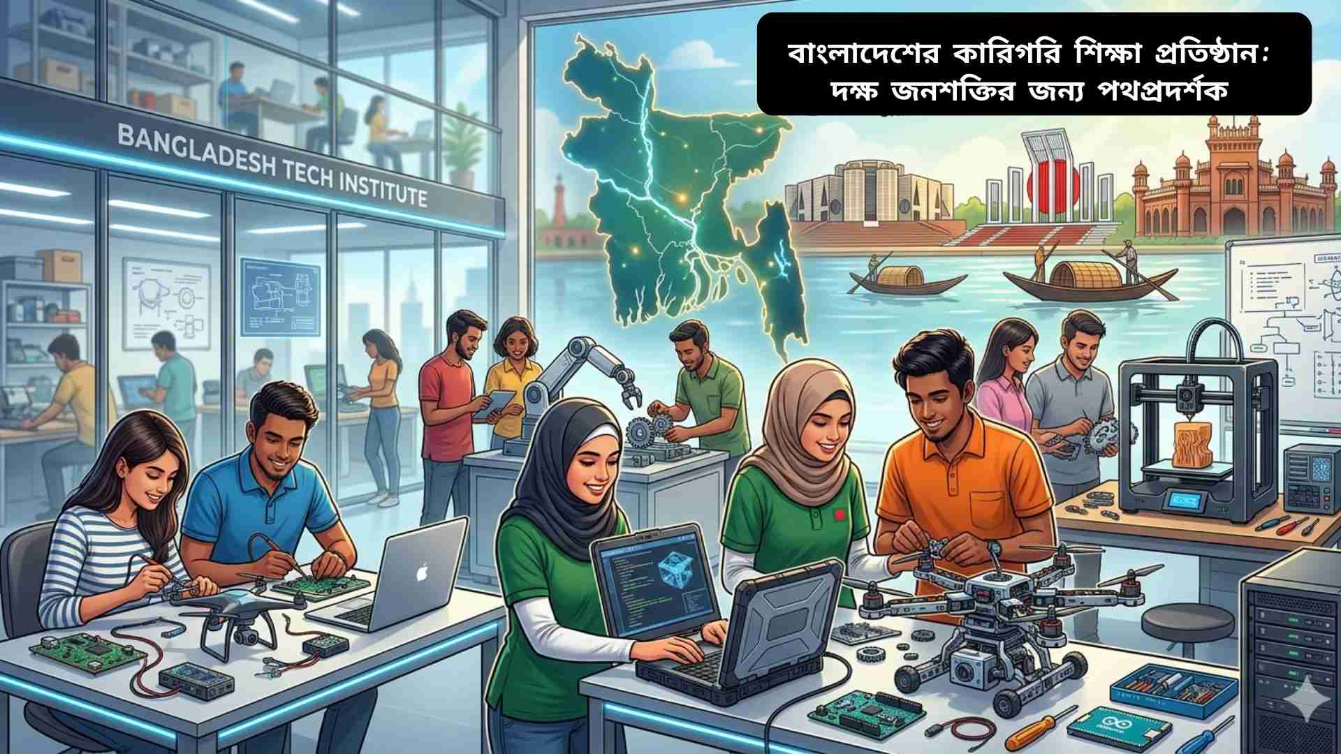 বাংলাদেশের কারিগরি শিক্ষা প্রতিষ্ঠানগুলো, যেখানে শিক্ষার্থীরা দক্ষতা অর্জন করছে।