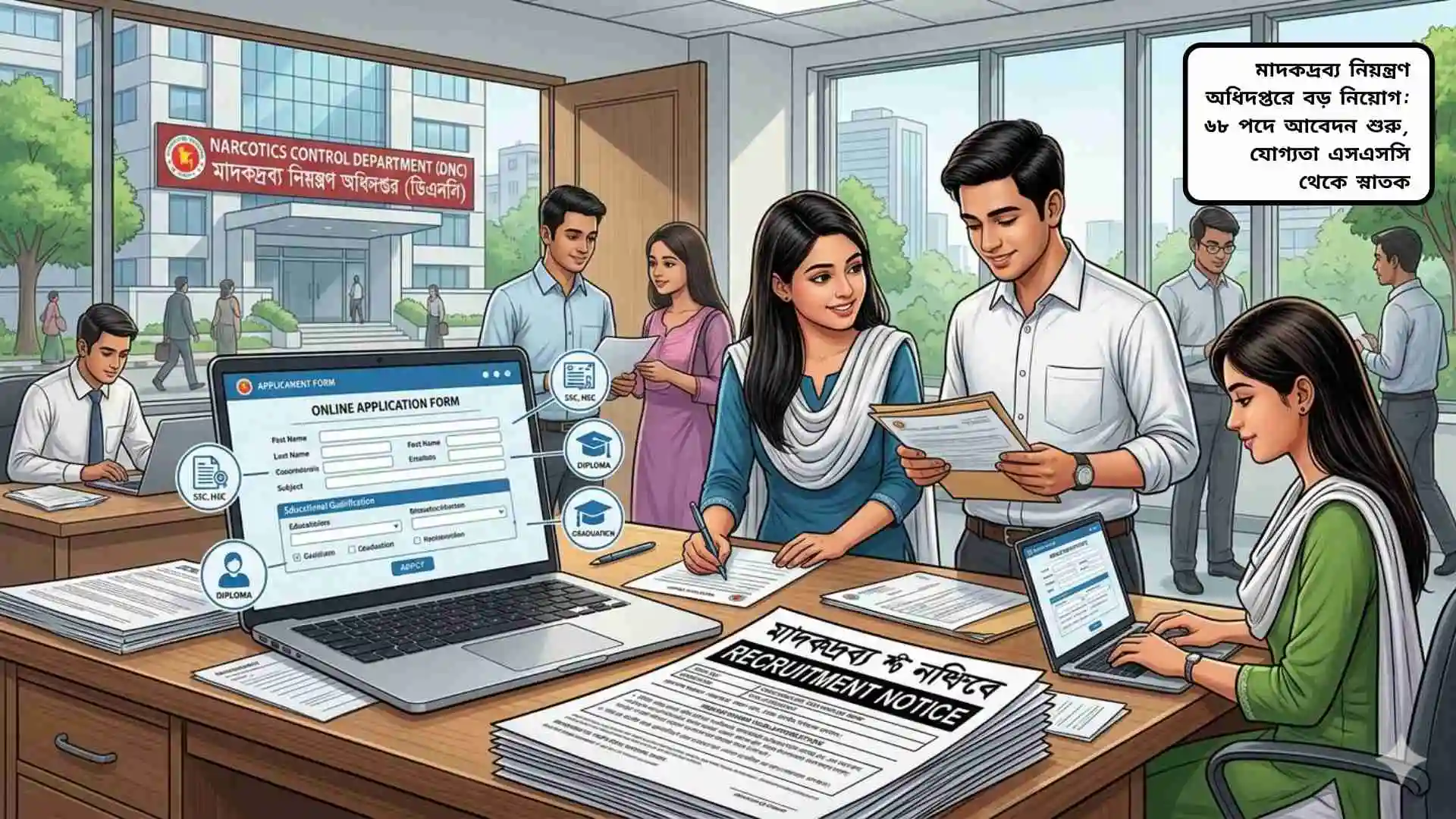 মাদকদ্রব্য নিয়ন্ত্রণ অধিদপ্তরের ৬৮টি পদে নতুন নিয়োগ বিজ্ঞপ্তির তথ্যচিত্র