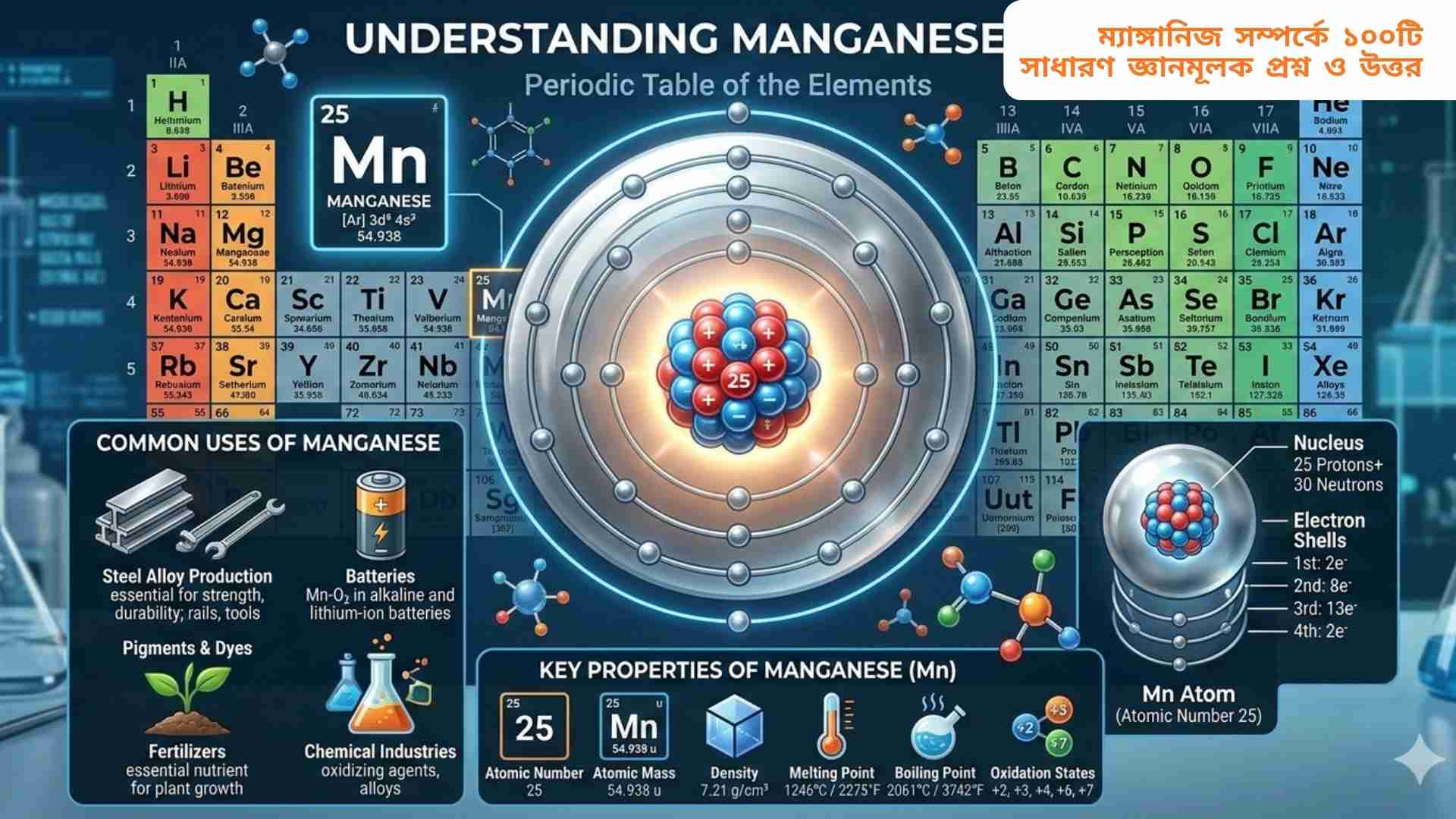 ক্রোমিয়ামের ধাতব গ্লো এবং তার রাসায়নিক প্রতিক্রিয়ার চিত্র