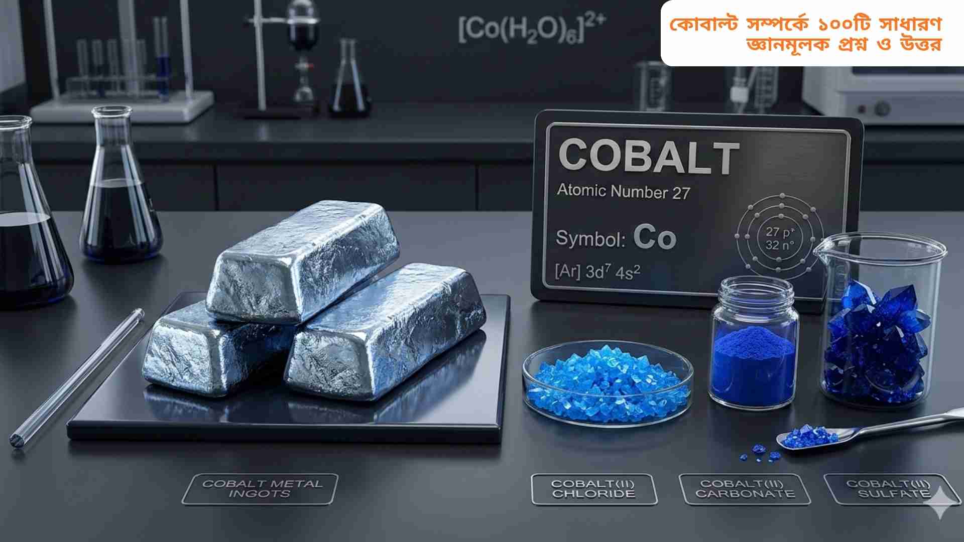 কোবাল্ট ধাতু এবং তার নীল আভা সহ একটি দৃশ্য