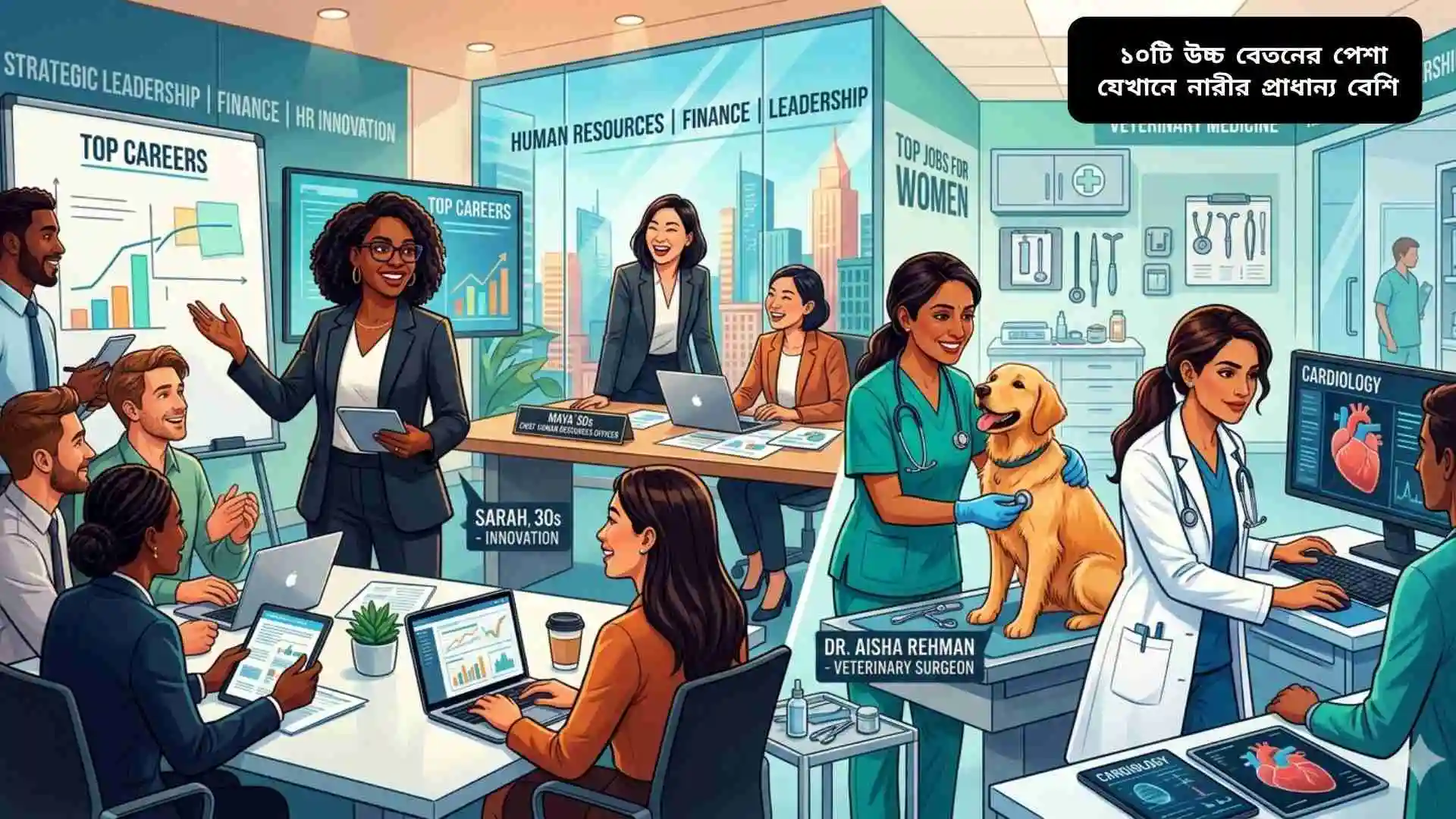 "উচ্চ বেতনের পেশায় নারীদের আধিপত্য, টেকনোলজি, স্বাস্থ্য ও ব্যবসা ক্ষেত্রে নারীর সফলতা"