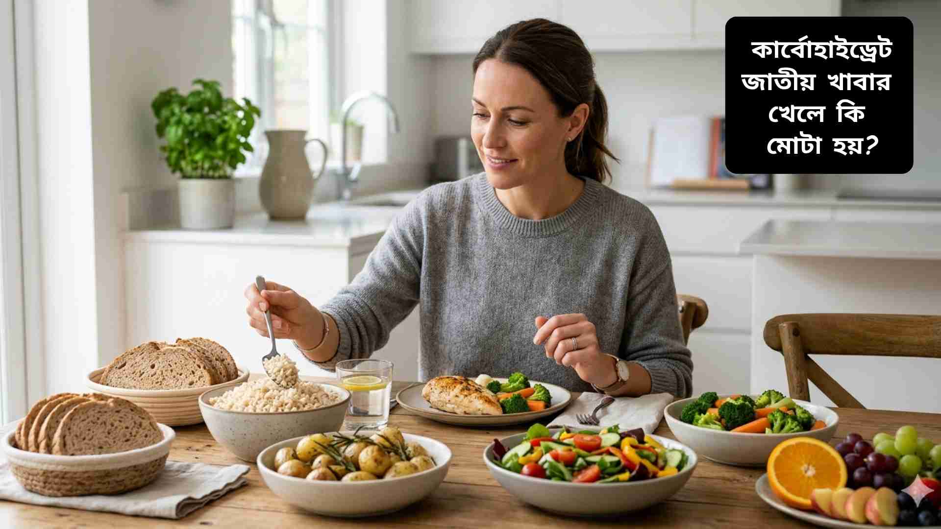 কার্বোহাইড্রেটযুক্ত খাবার যেমন ভাত, রুটি ও পাস্তা খাওয়ার ফলে ওজন বাড়ার ধারণা নিয়ে চিত্র
